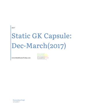 Static GK Capsule: Dec-March(2017)