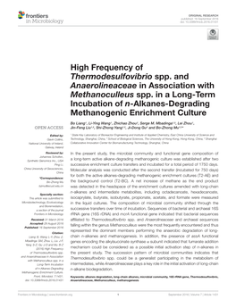 High Frequency of Thermodesulfovibrio Spp. and Anaerolineaceae in Association with Methanoculleus Spp