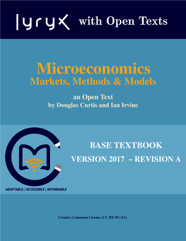 Microeconomics Markets, Methods & Models an Open Text by Douglas Curtis and Ian Irvine
