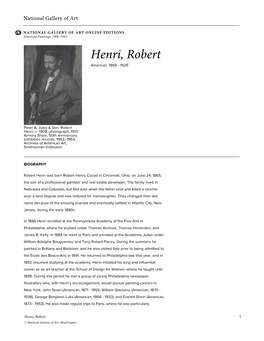 Henri, Robert American, 1865 - 1929