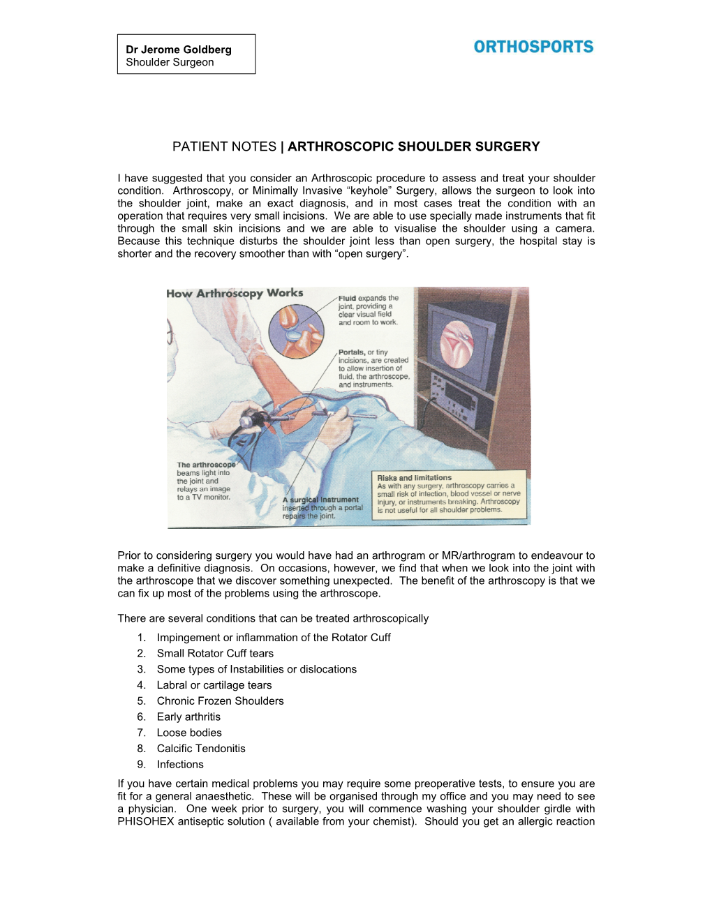 Patient Notes | Arthroscopic Shoulder Surgery