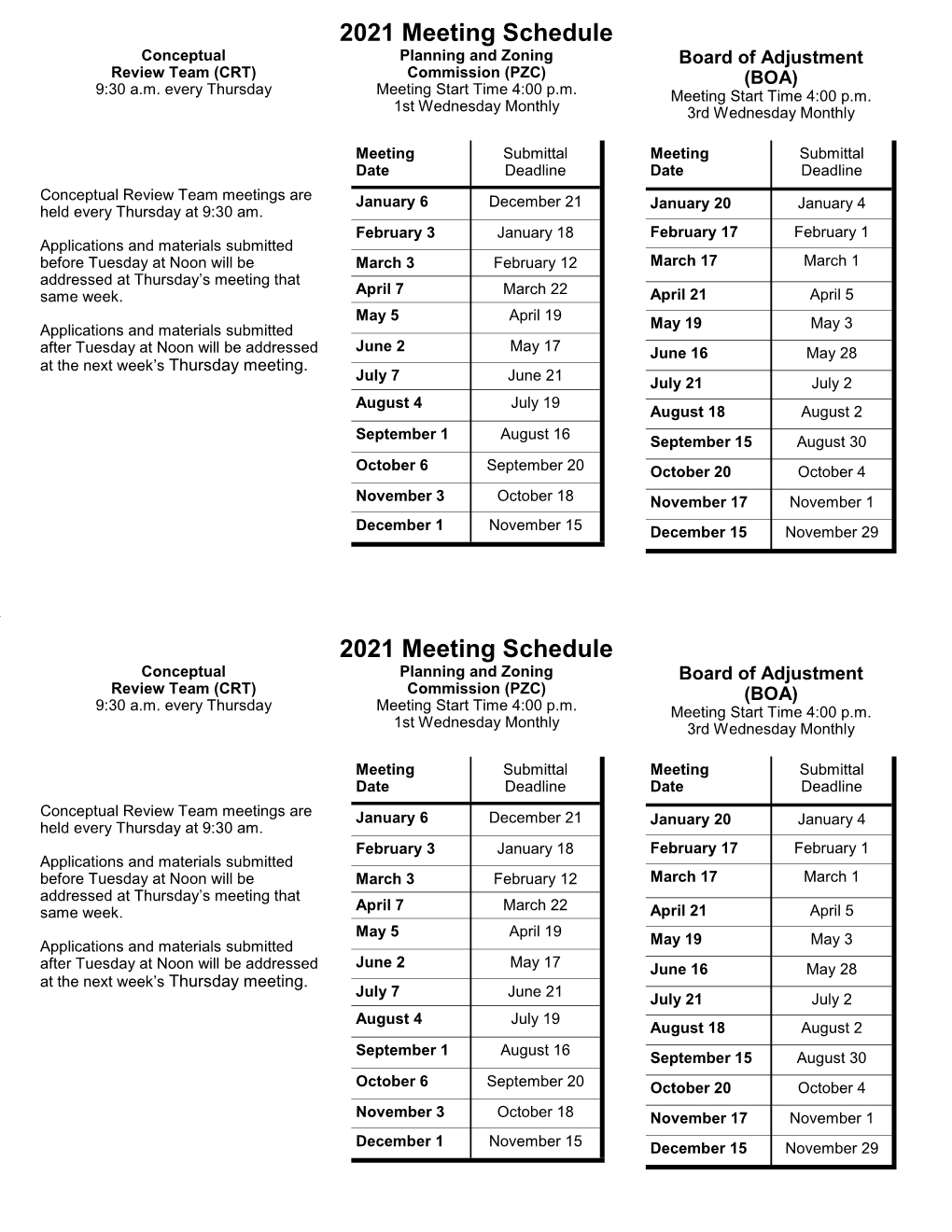 2021 Meeting Schedule (PDF)