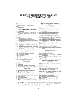 Rules of Professional Conduct for Attorneys at Law