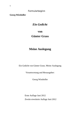 Ein Gedicht Von Günter Grass Meine Auslegung