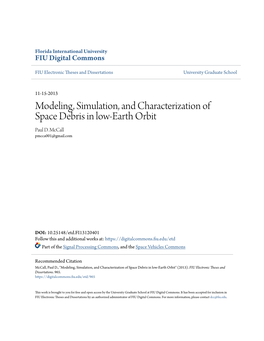 Modeling, Simulation, and Characterization of Space Debris in Low-Earth Orbit Paul D