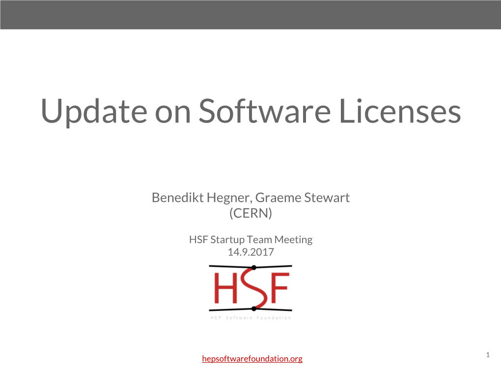 Update on Software Licenses
