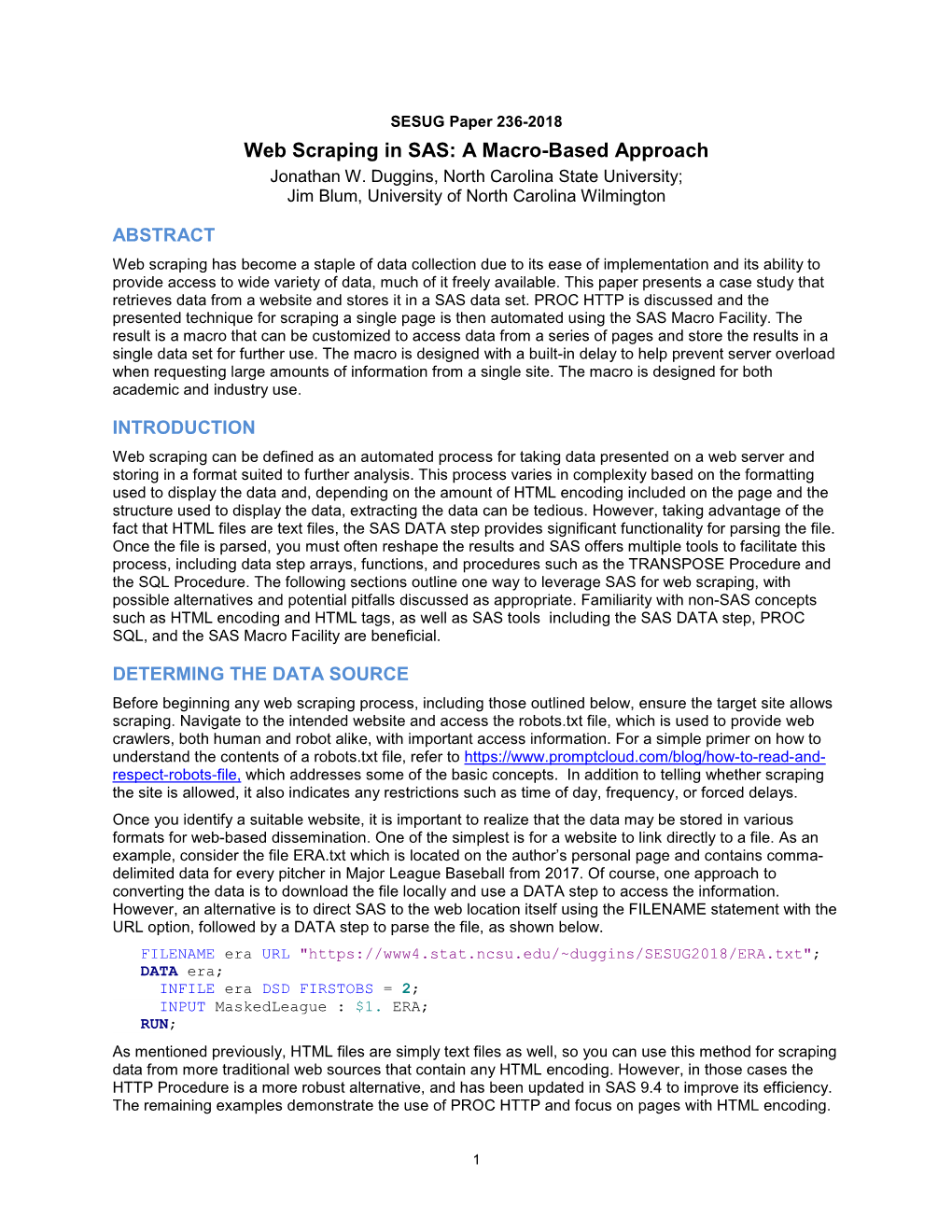 Web Scraping in SAS: a Macro-Based Approach Jonathan W