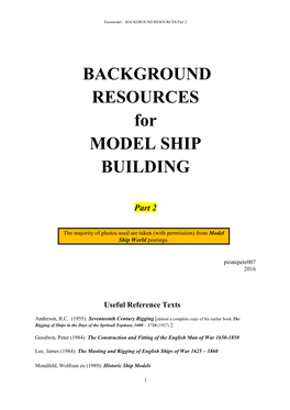 BACKGROUND RESOURCES for MODEL SHIP BUILDING