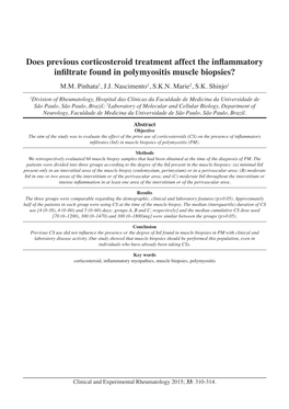 Does Previous Corticosteroid Treatment Affect the Inflammatory Infiltrate Found in Polymyositis Muscle Biopsies? M.M