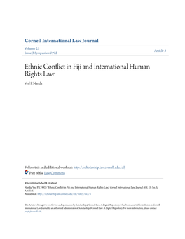 Ethnic Conflict in Fiji and International Human Rights Law Ved P