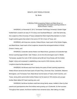 SENATE JOINT RESOLUTION 695 by Burks a RESOLUTION