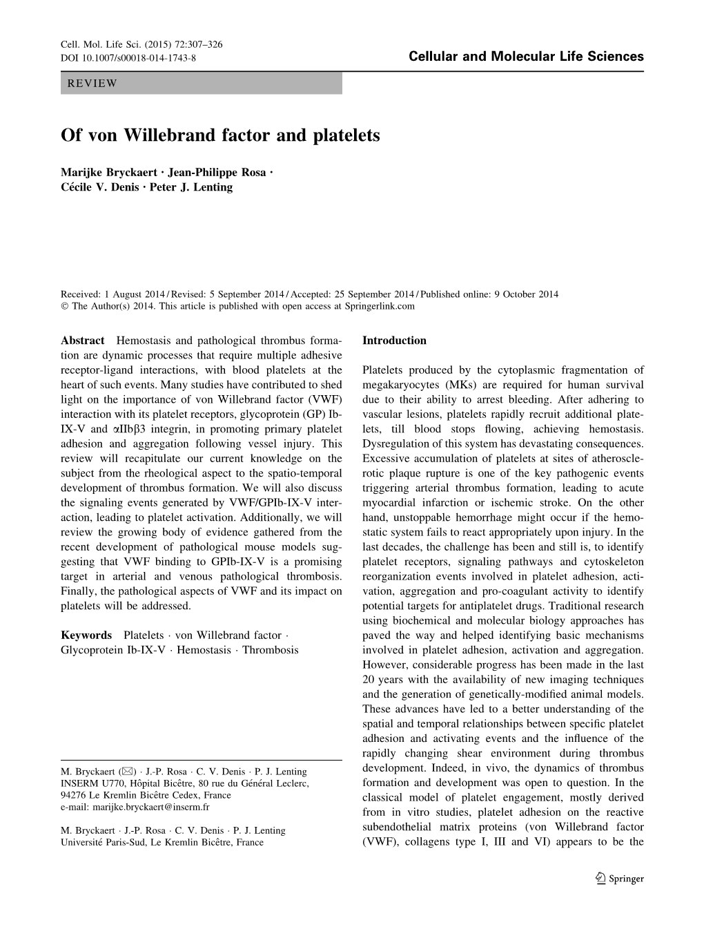Of Von Willebrand Factor and Platelets