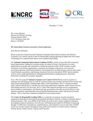 NCLC, NCRC, and CRL Comments to the OCC Opposing Application Of