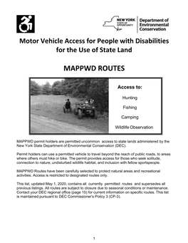 Motor Vehicle Access for People with Disabilities for the Use of State Land