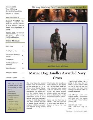 Marine Dog Handler Awarded Navy Cross