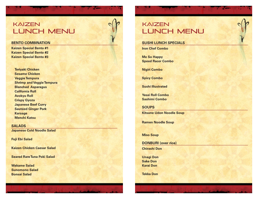 Lunch Menu Lunch Menu AVAILABLE DAILY UNTIL 4PM AVAILABLE DAILY UNTIL 4PM
