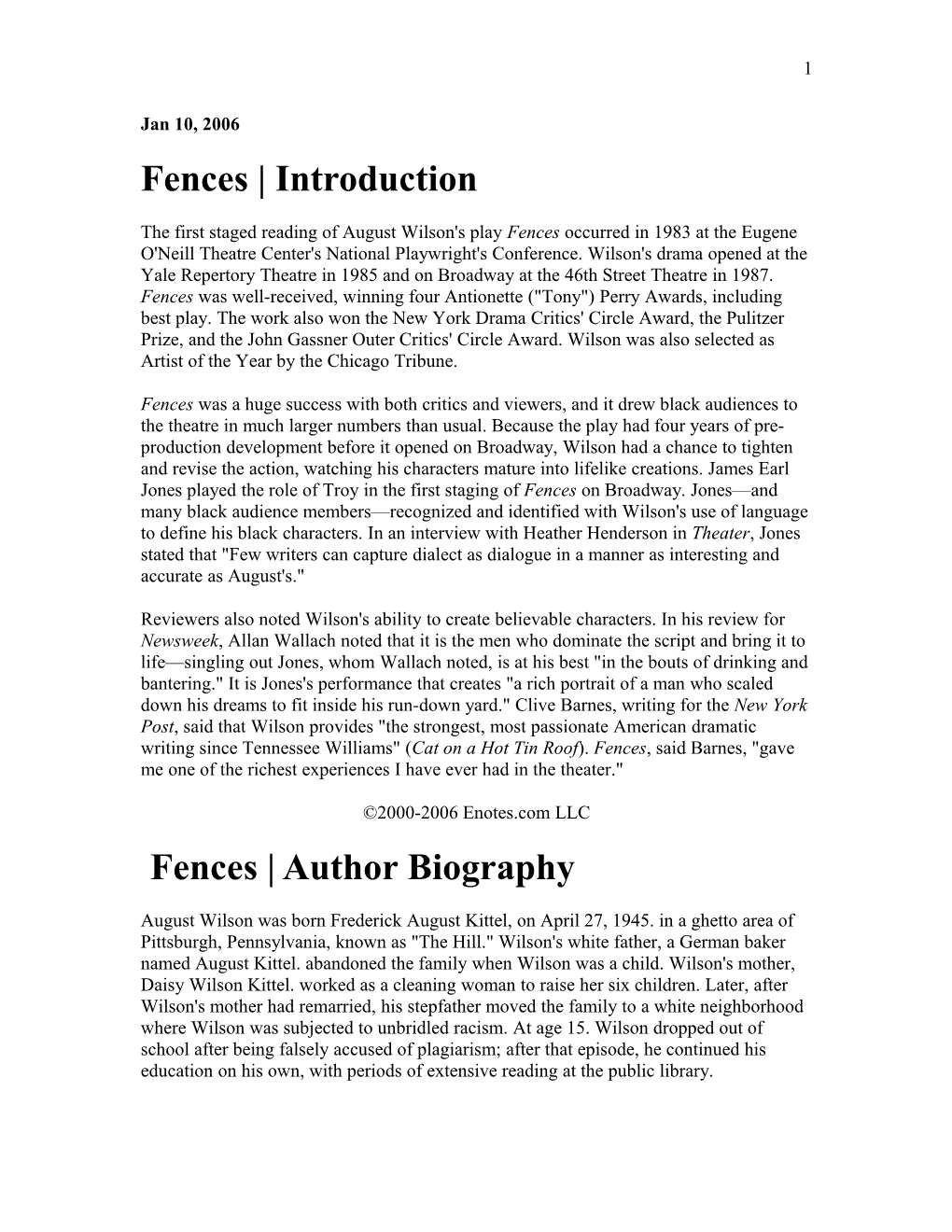 Fences Introduction