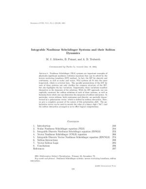 Integrable Nonlinear Schrödinger Systems and Their Soliton Dynamics