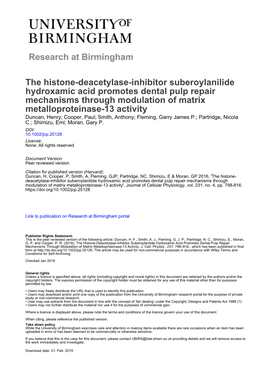 The Histone-Deacetylase-Inhibitor Suberoylanilide Hydroxamic Acid