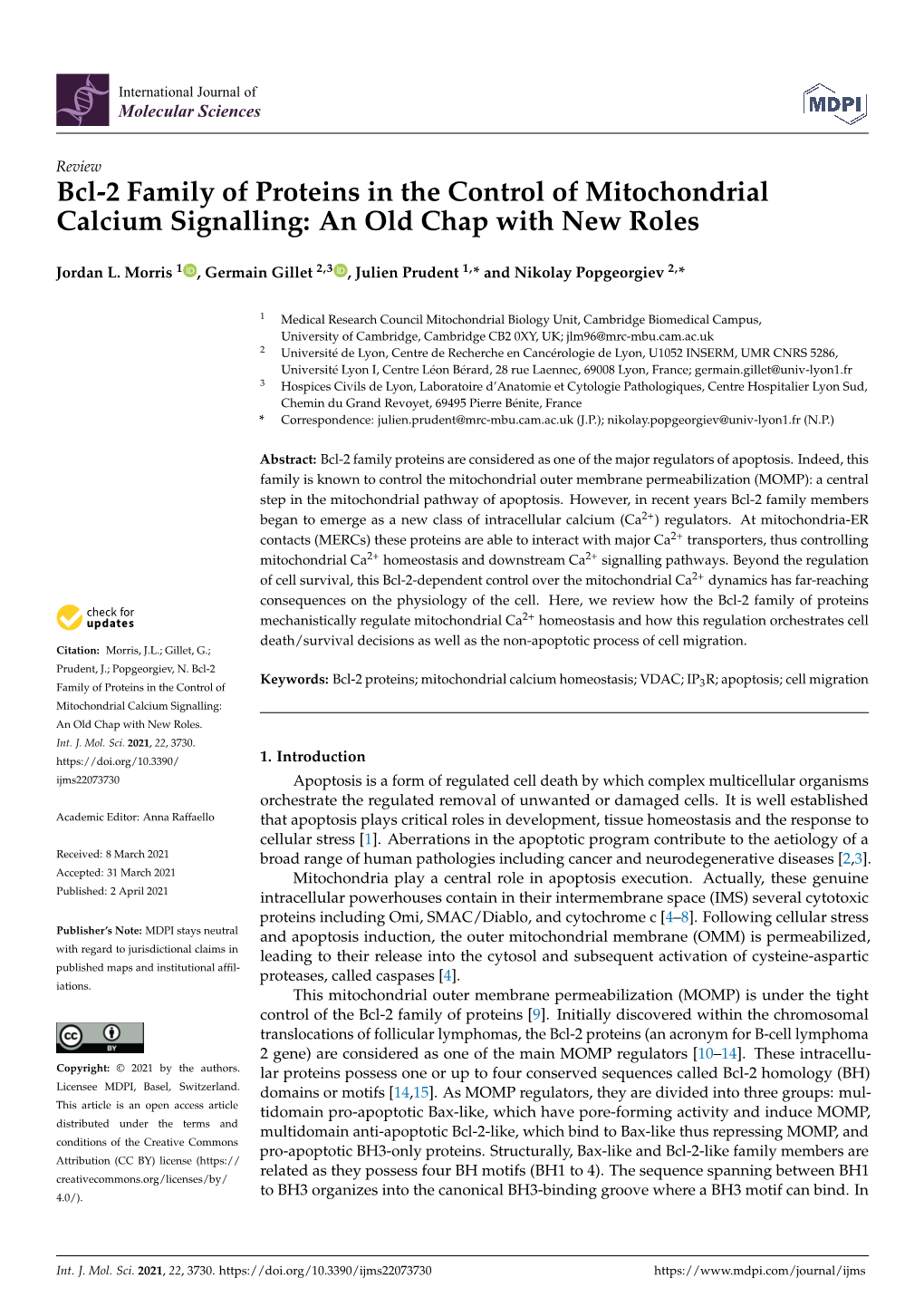 Bcl-2 Family of Proteins in the Control of Mitochondrial Calcium Signalling: an Old Chap with New Roles