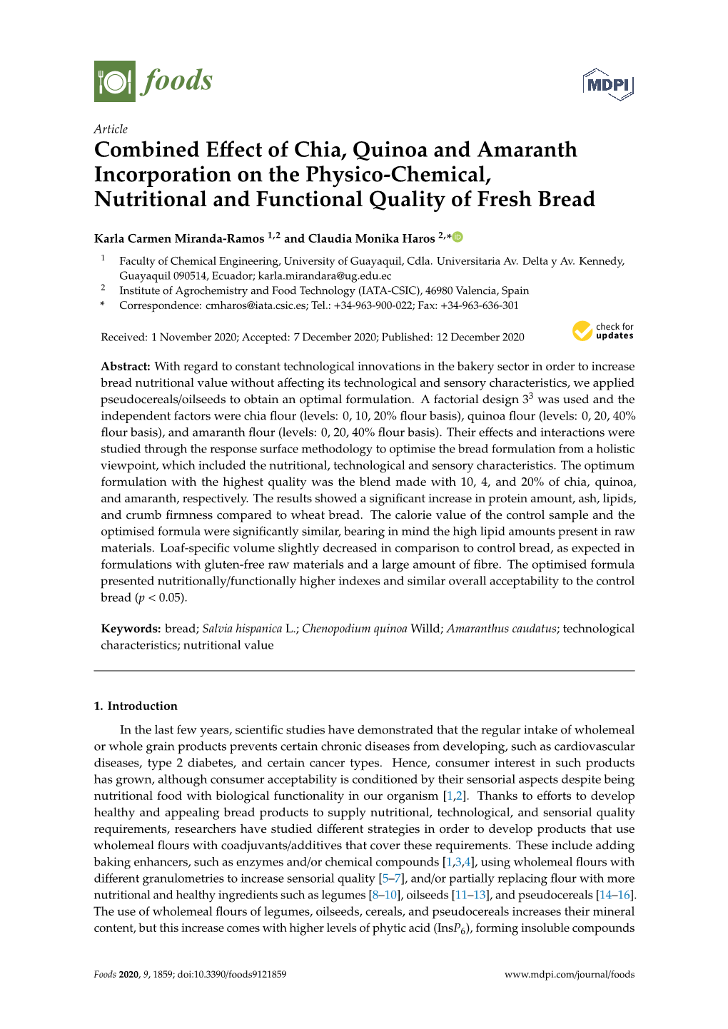 Combined Effect of Chia, Quinoa and Amaranth Incorporation on The