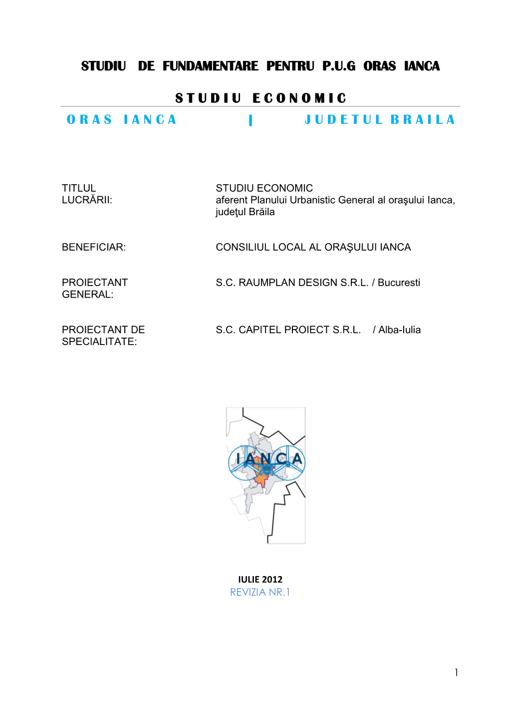 Analiză Economică Oraşul Ianca