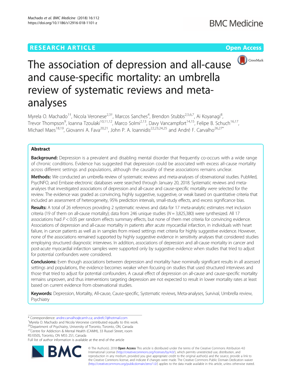An Umbrella Review of Systematic Reviews and Meta- Analyses Myrela O