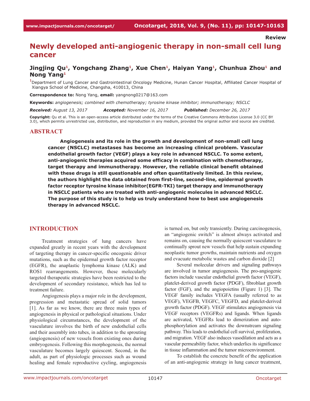 Newly Developed Anti-Angiogenic Therapy in Non-Small Cell Lung Cancer