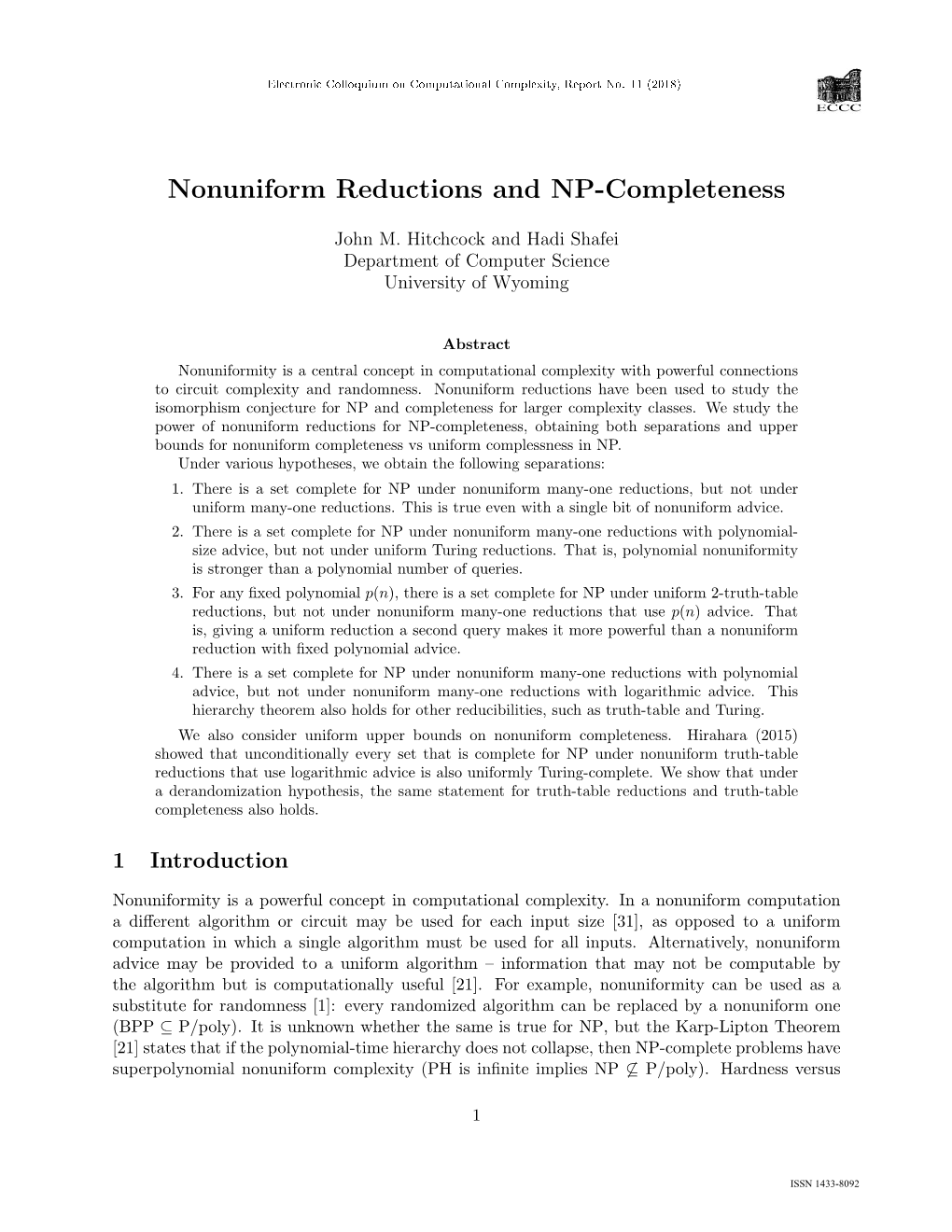 Nonuniform Reductions and NP-Completeness