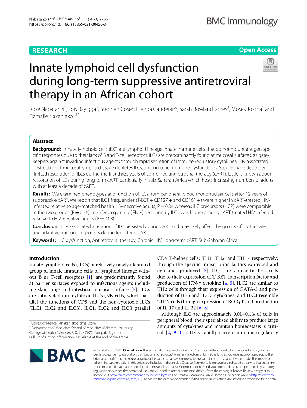 Innate Lymphoid Cell Dysfunction During Long-Term Suppressive