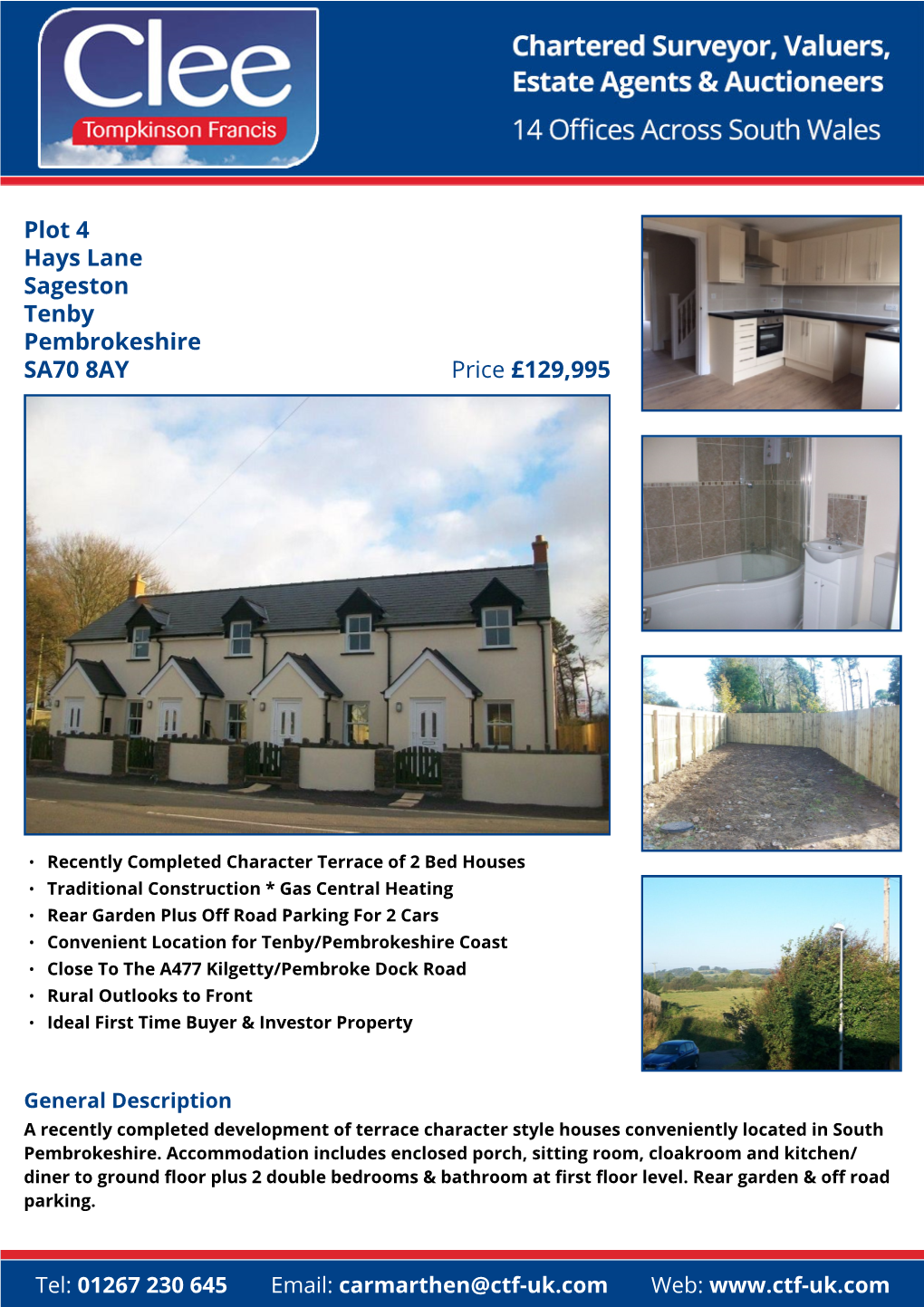 Plot 4 Hays Lane Sageston Tenby Pembrokeshire Price £129,995