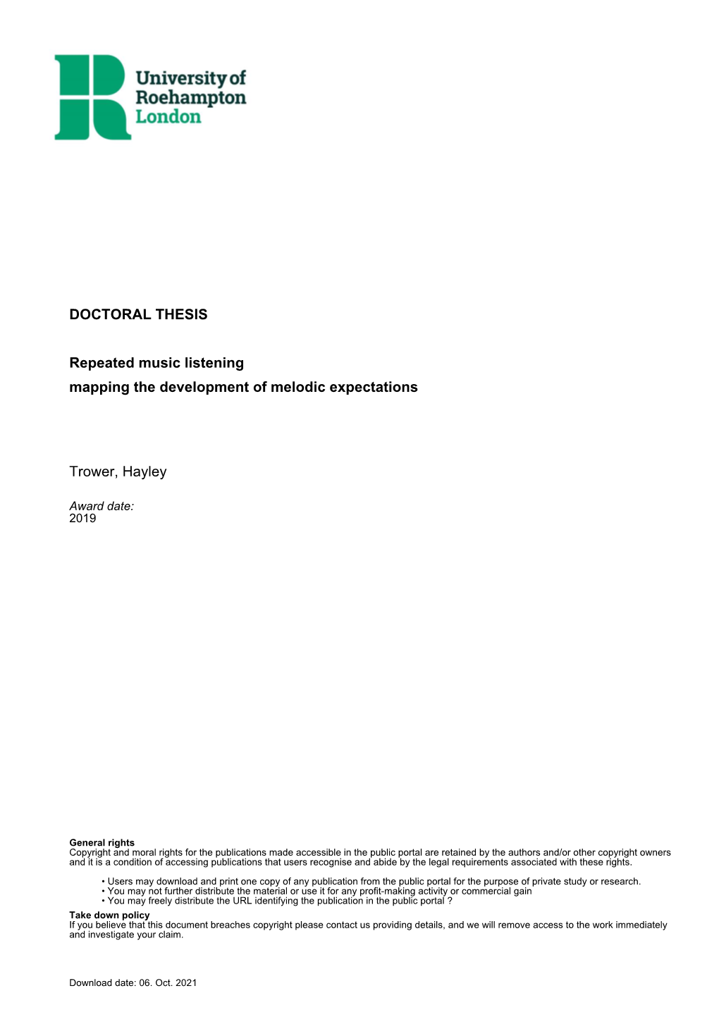 Repeated Music Listening Mapping the Development of Melodic Expectations