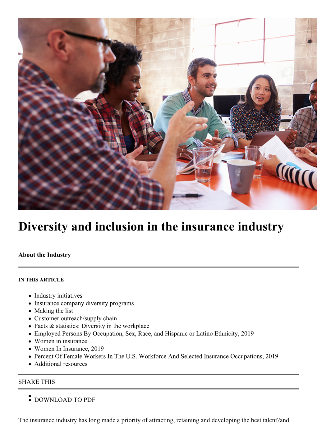 Diversity and Inclusion in the Insurance Industry