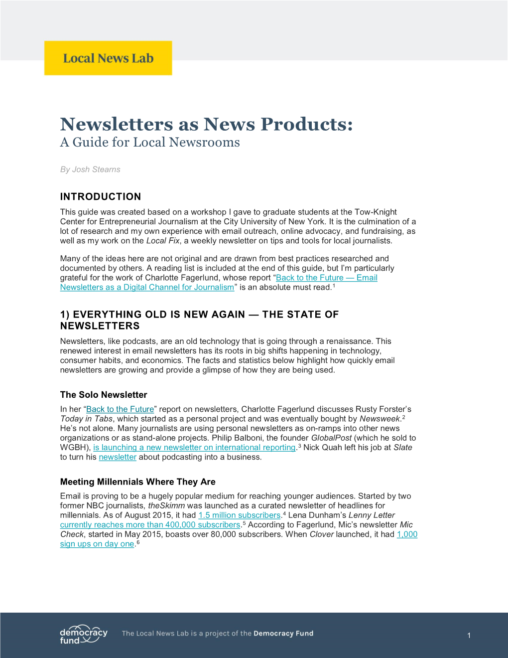 Newsletters As News Products: a Guide for Local Newsrooms