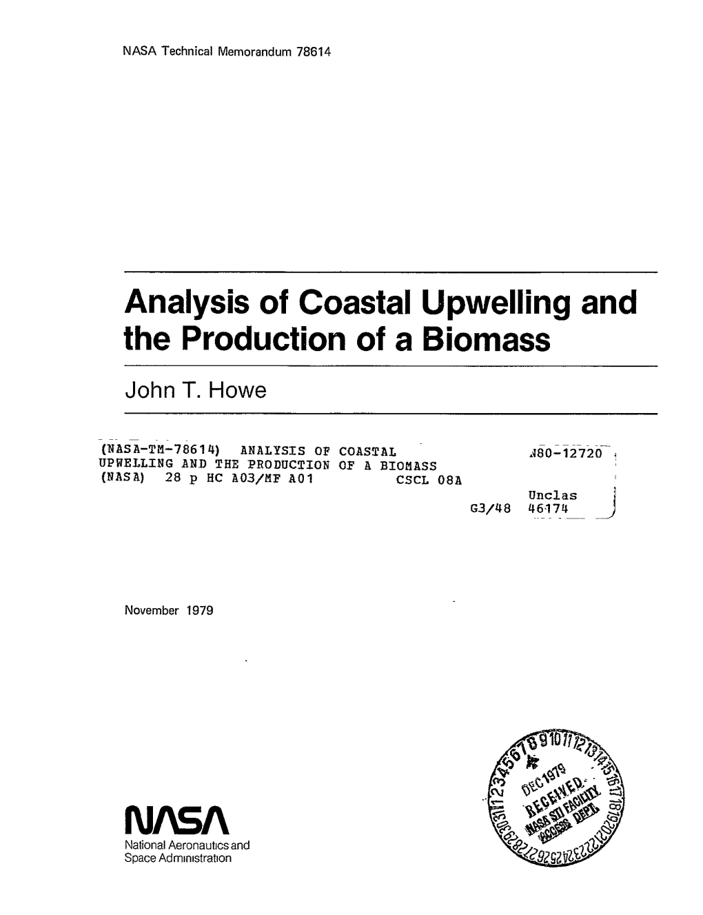 Analysis of Coastal Upwelling and the Production of a Biomass John T