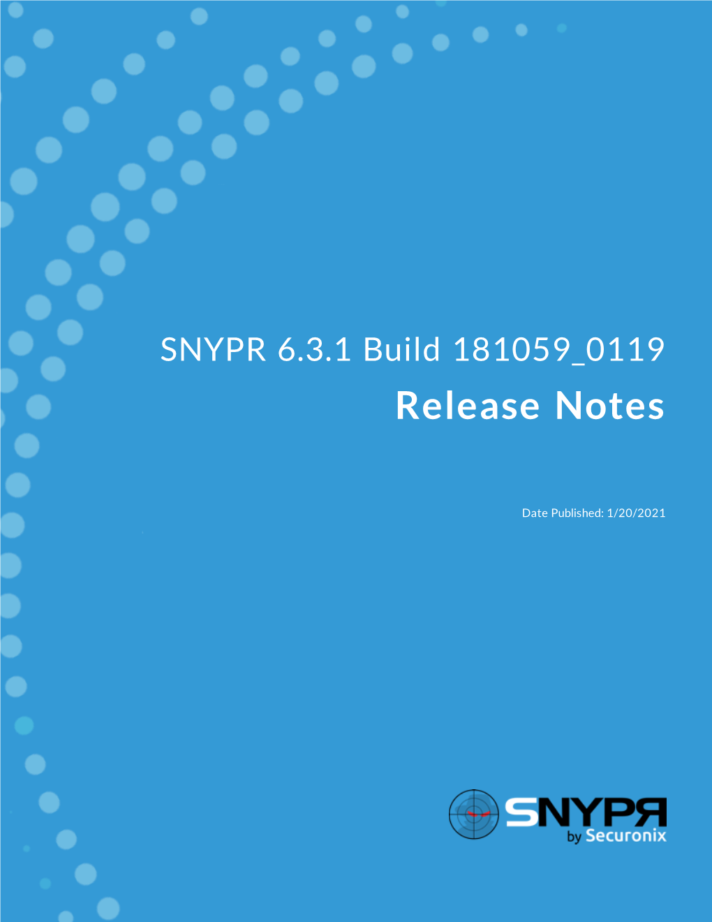 SNYPR 6.3.1 Build 181059 0119 Release Notes