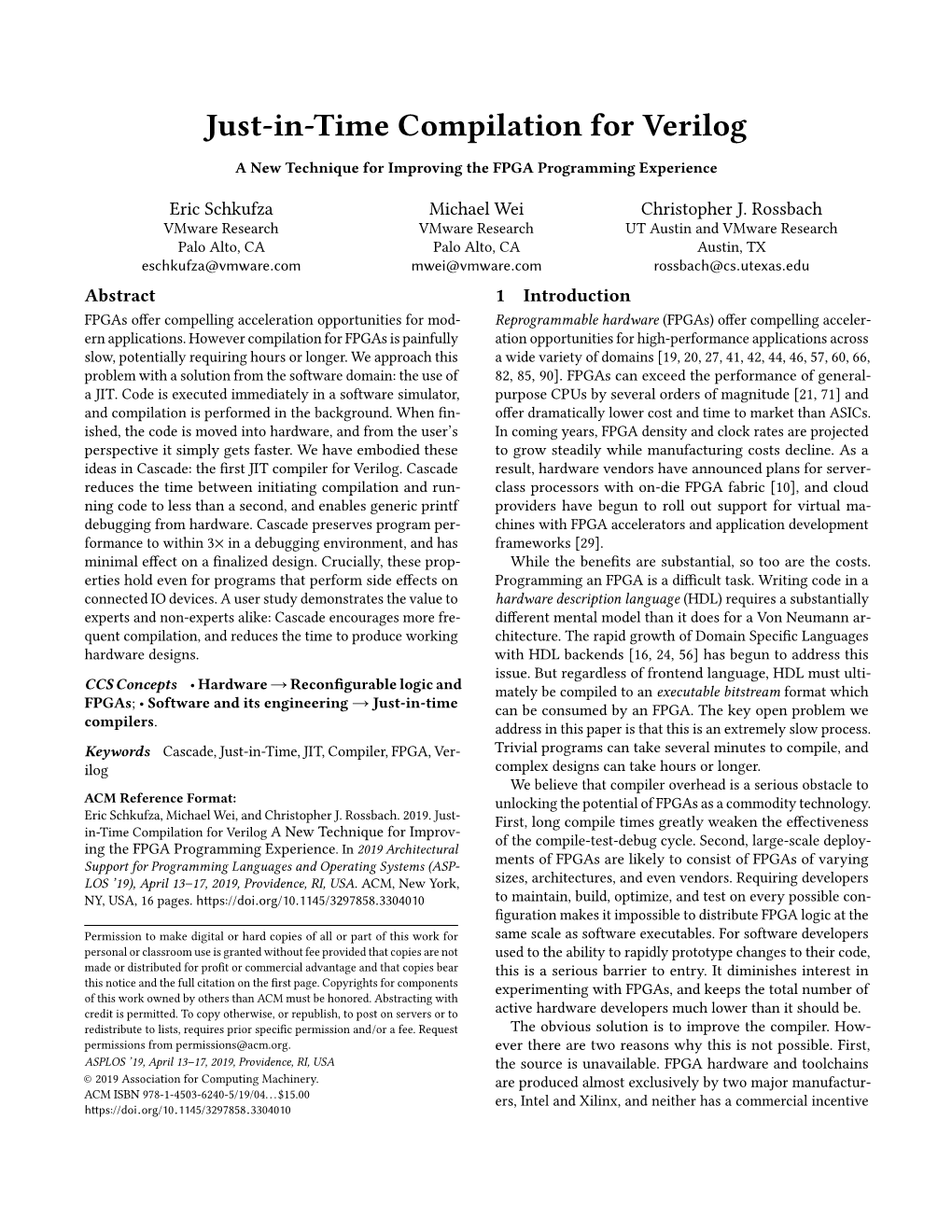 Just-In-Time Compilation for Verilog a New Technique for Improving The