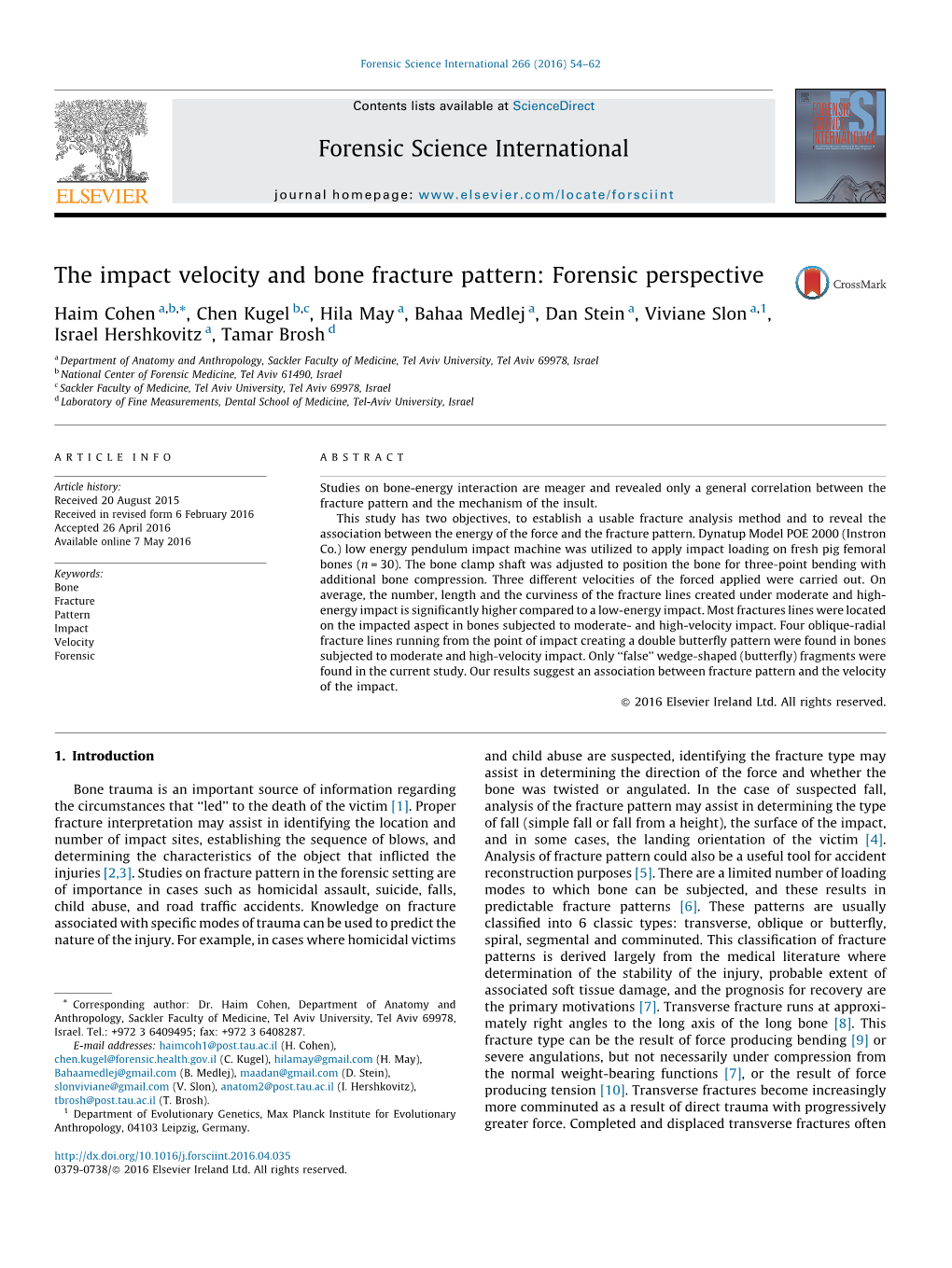 The Impact Velocity and Bone Fracture Pattern: Forensic Perspective