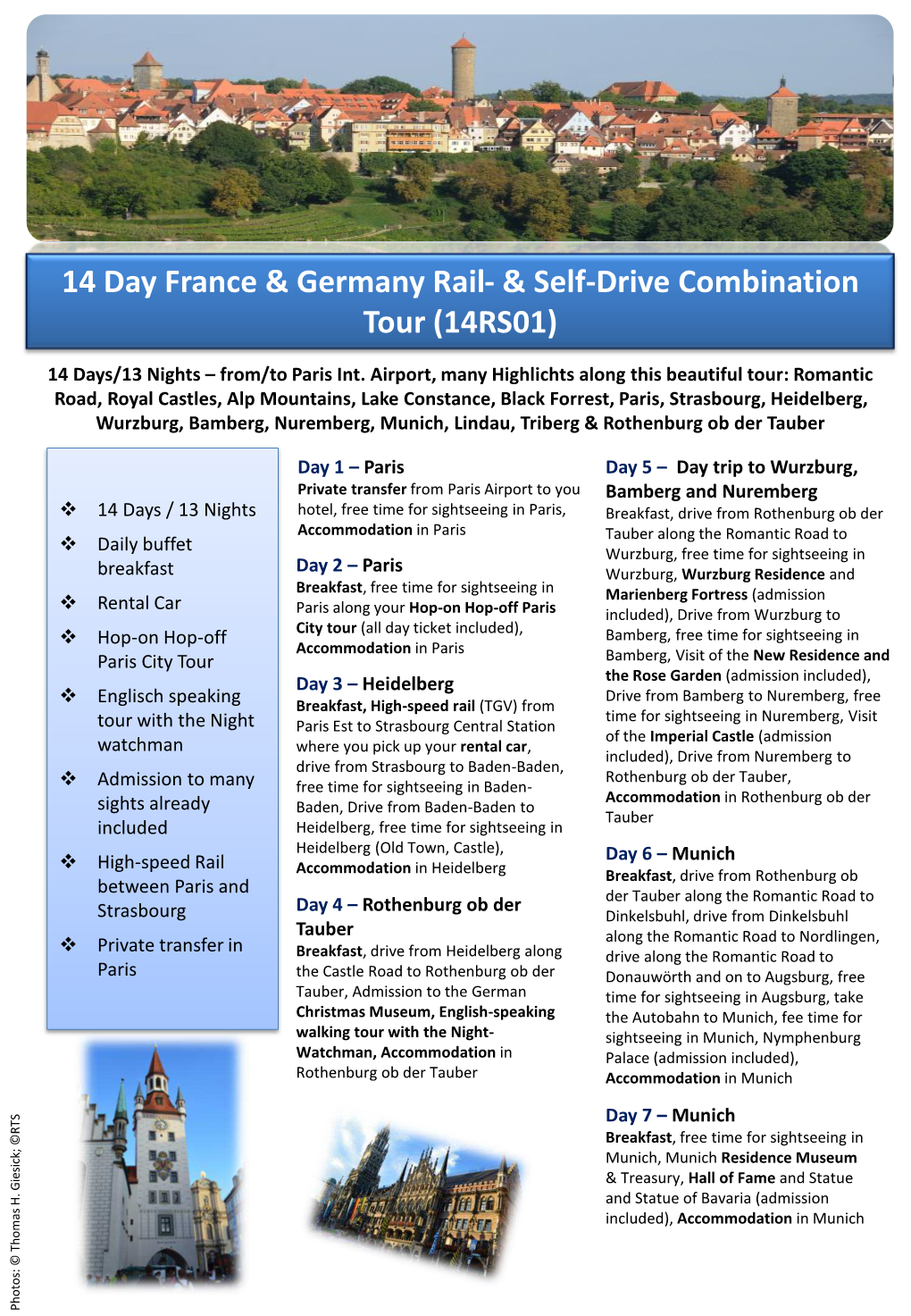 14 Day France & Germany Rail- & Self-Drive