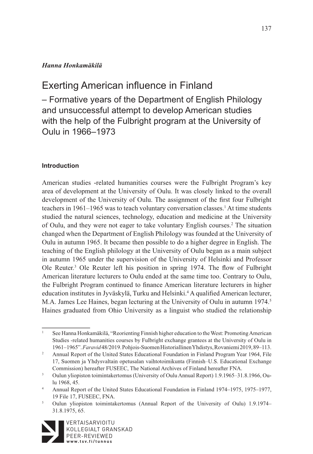 Exerting American Influence in Finland