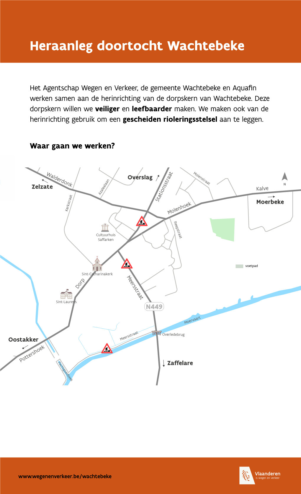 Het Agentschap Wegen En Verkeer, De Gemeente Wachtebeke En Aquafin Werken Samen Aan De Herinrichting Van De Dorpskern Van Wachte