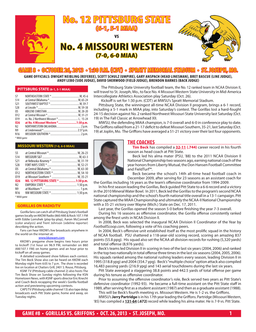 No. 12 PITTSBURG STATE No. 4 MISSOURI WESTERN