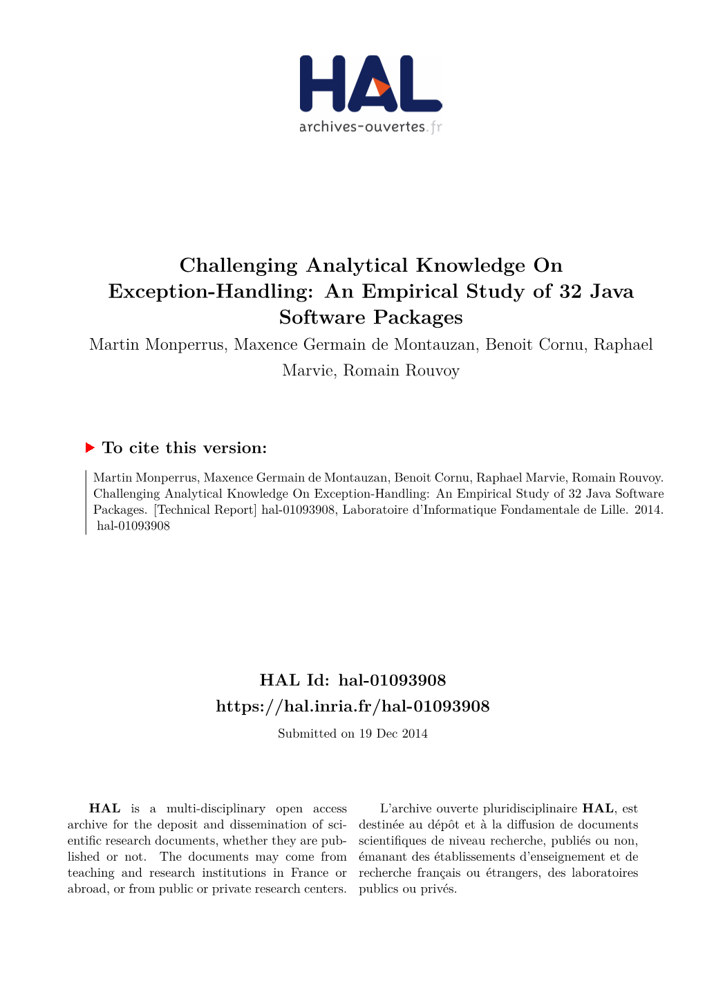 Challenging Analytical Knowledge on Exception-Handling