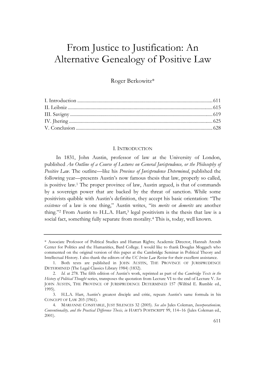 From Justice to Justification: an Alternative Genealogy of Positive Law