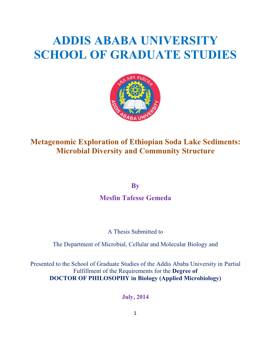 Addis Ababa University School of Graduate Studies