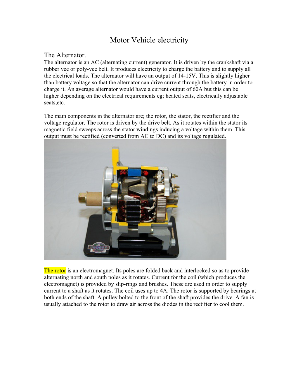 Motor Vehicle Electricity