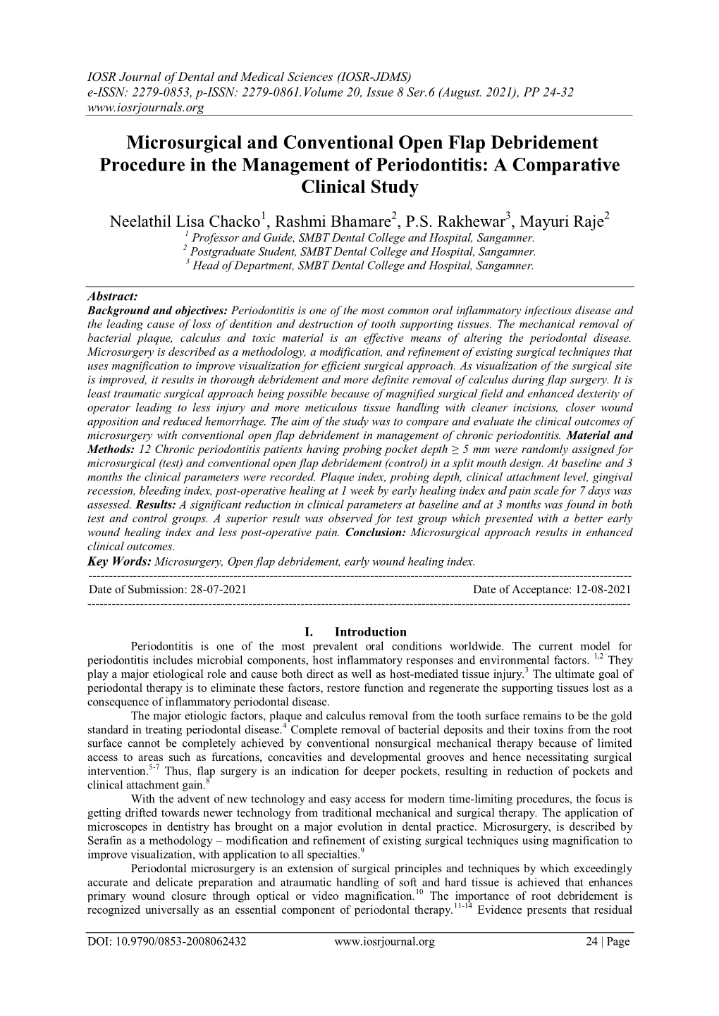 Microsurgical and Conventional Open Flap Debridement Procedure in the Management of Periodontitis: a Comparative Clinical Study