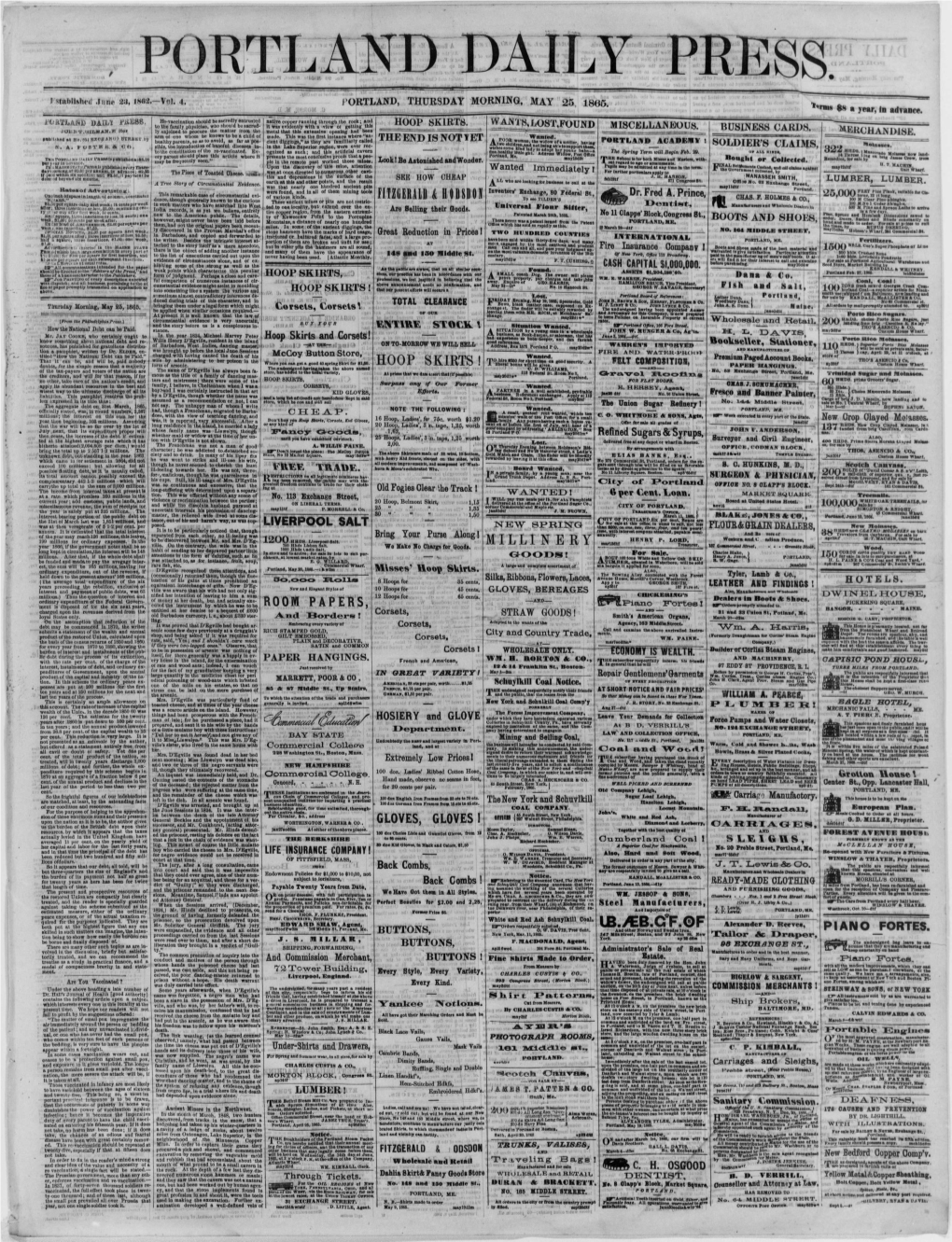 Portland Daily Press: May 25,1865