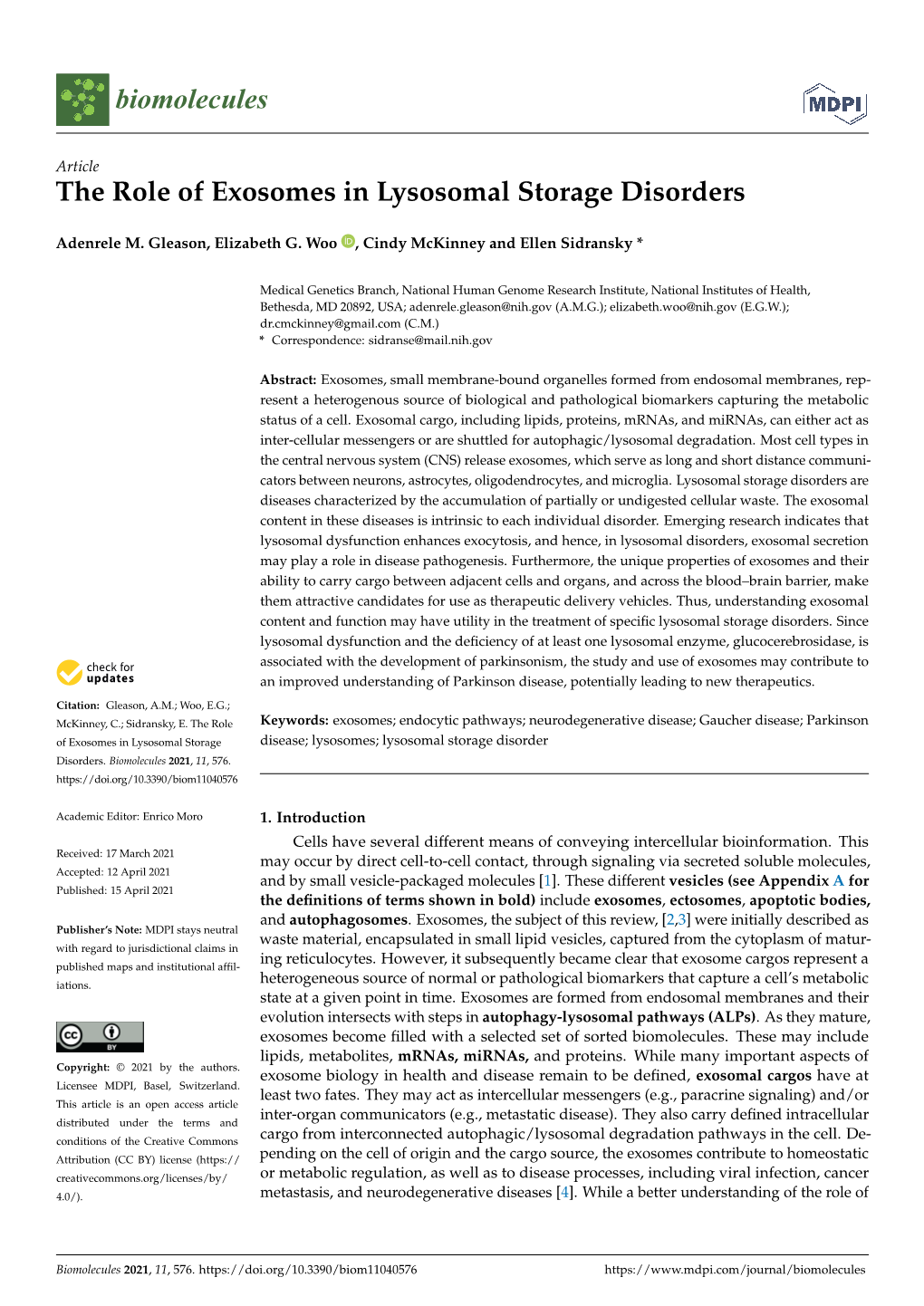 The Role of Exosomes in Lysosomal Storage Disorders