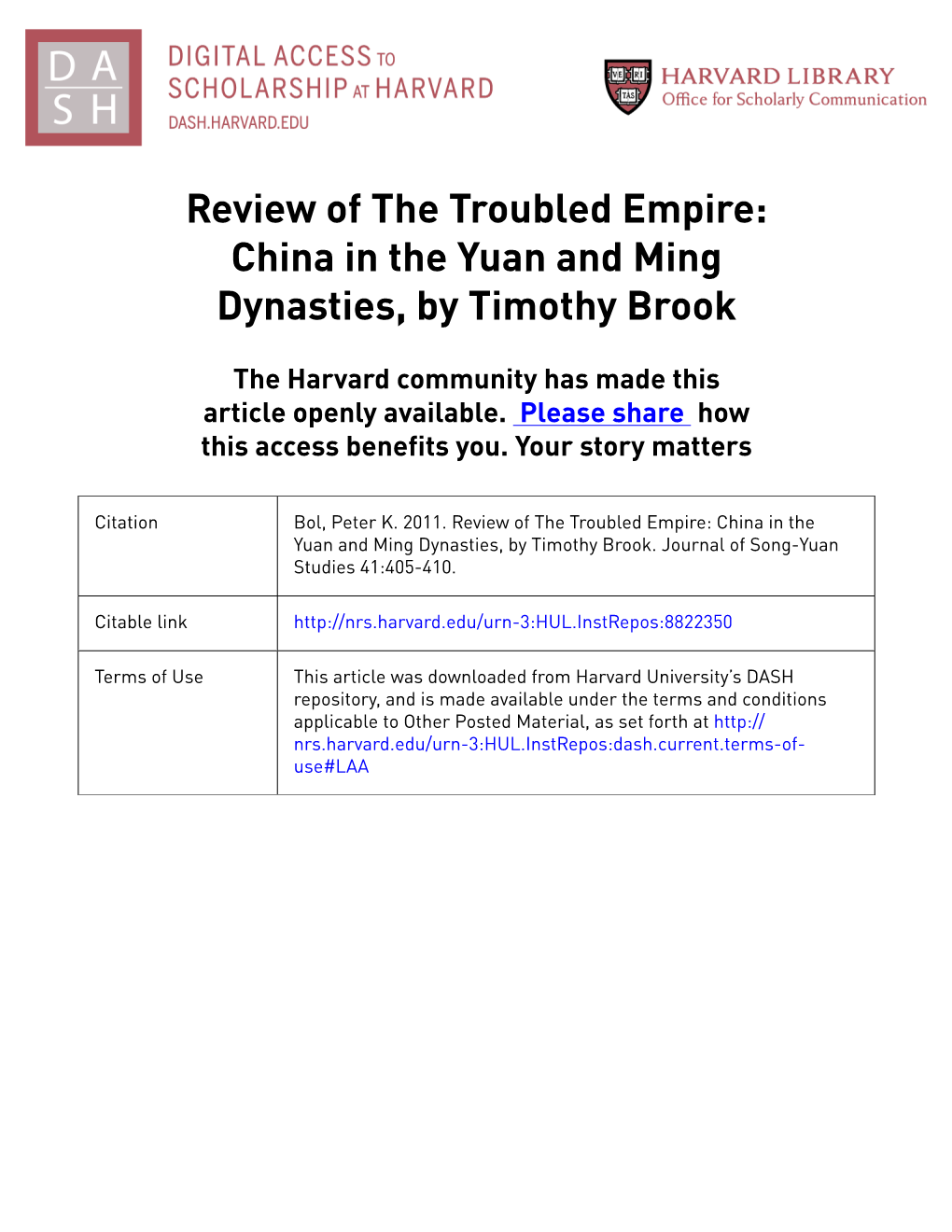 Review of the Troubled Empire: China in the Yuan and Ming Dynasties, by Timothy Brook